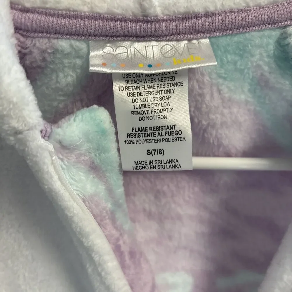 Saint Eve‎ Kids Youth Hooded Fleece Unicorn Sleeper Purple Size Small 7/8